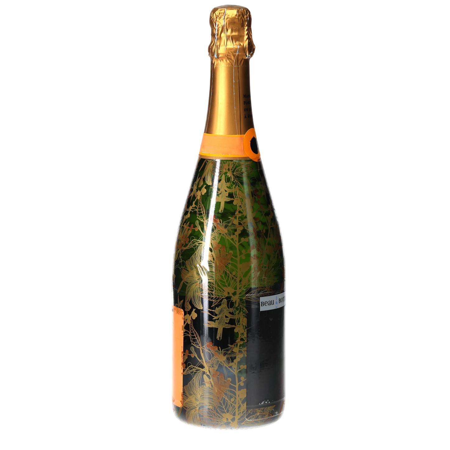 Clear Golden Botanical Champagne Bottle Wrap