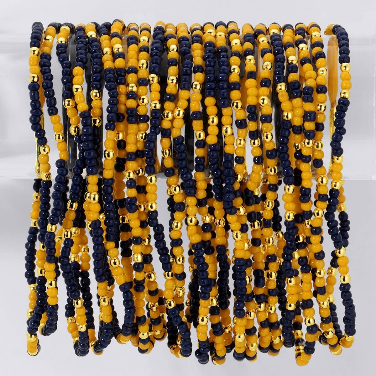 Stretch Seed Bead GAME DAY Bracelets: Green/White