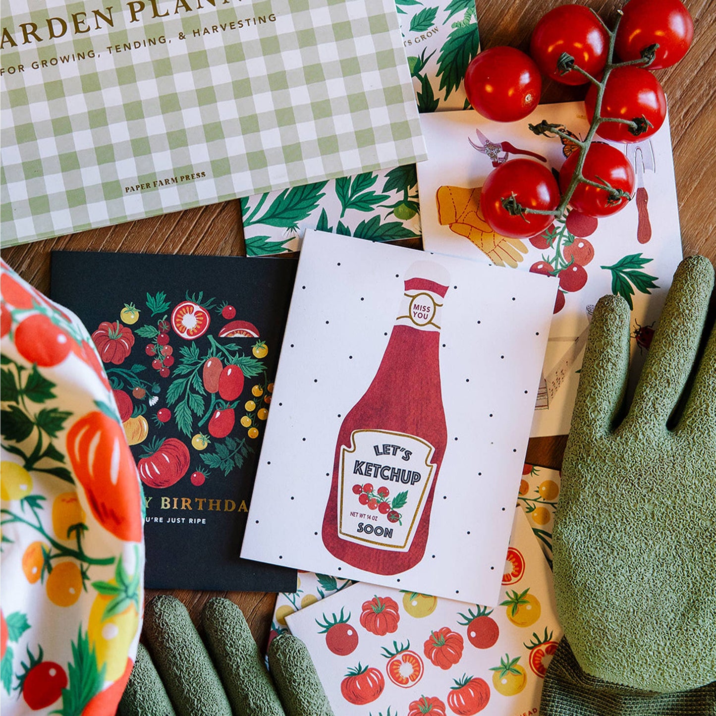 Miss You Ketchup Bottle Tomato Greeting Card