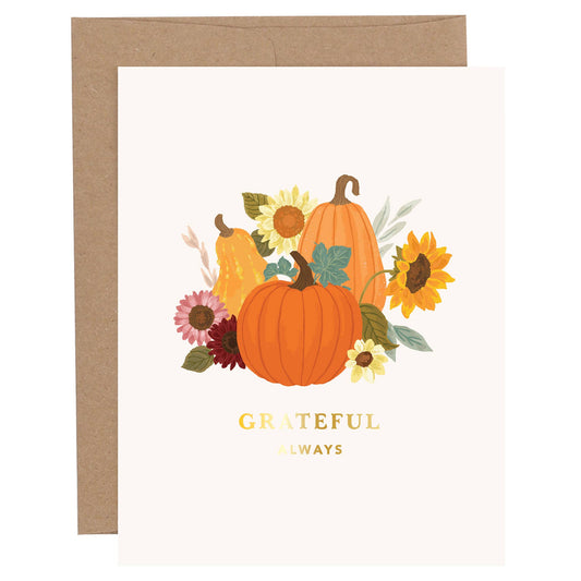 Grateful Always Pumpkin Greeting Card