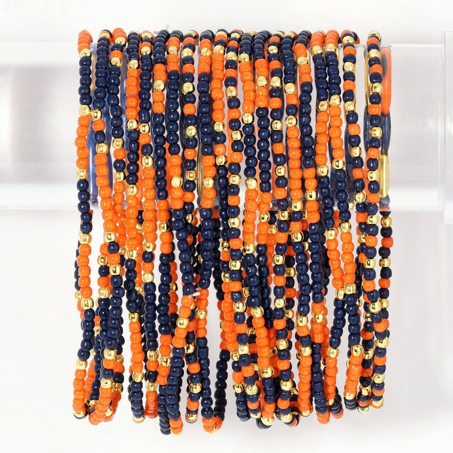 Stretch Seed Bead GAME DAY Bracelets: Green/White