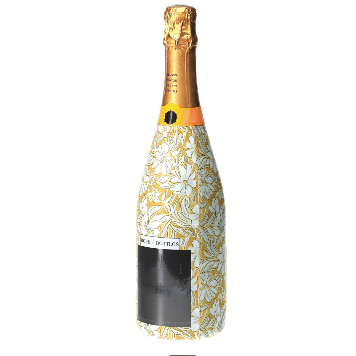 Grandmillennial Gold Flower Champagne Bottle Wrap