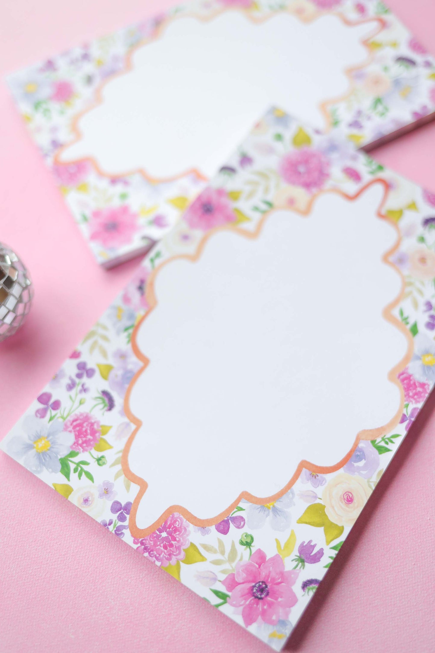 Whimsical floral border notepad