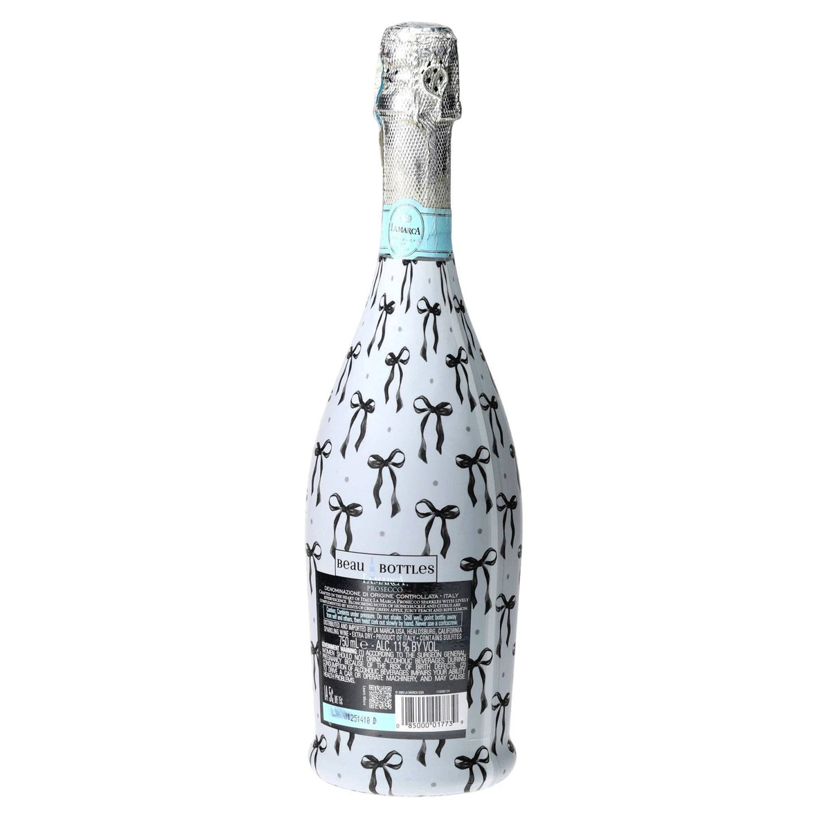Grandmillennial Black Bows Prosecco Bottle Wrap