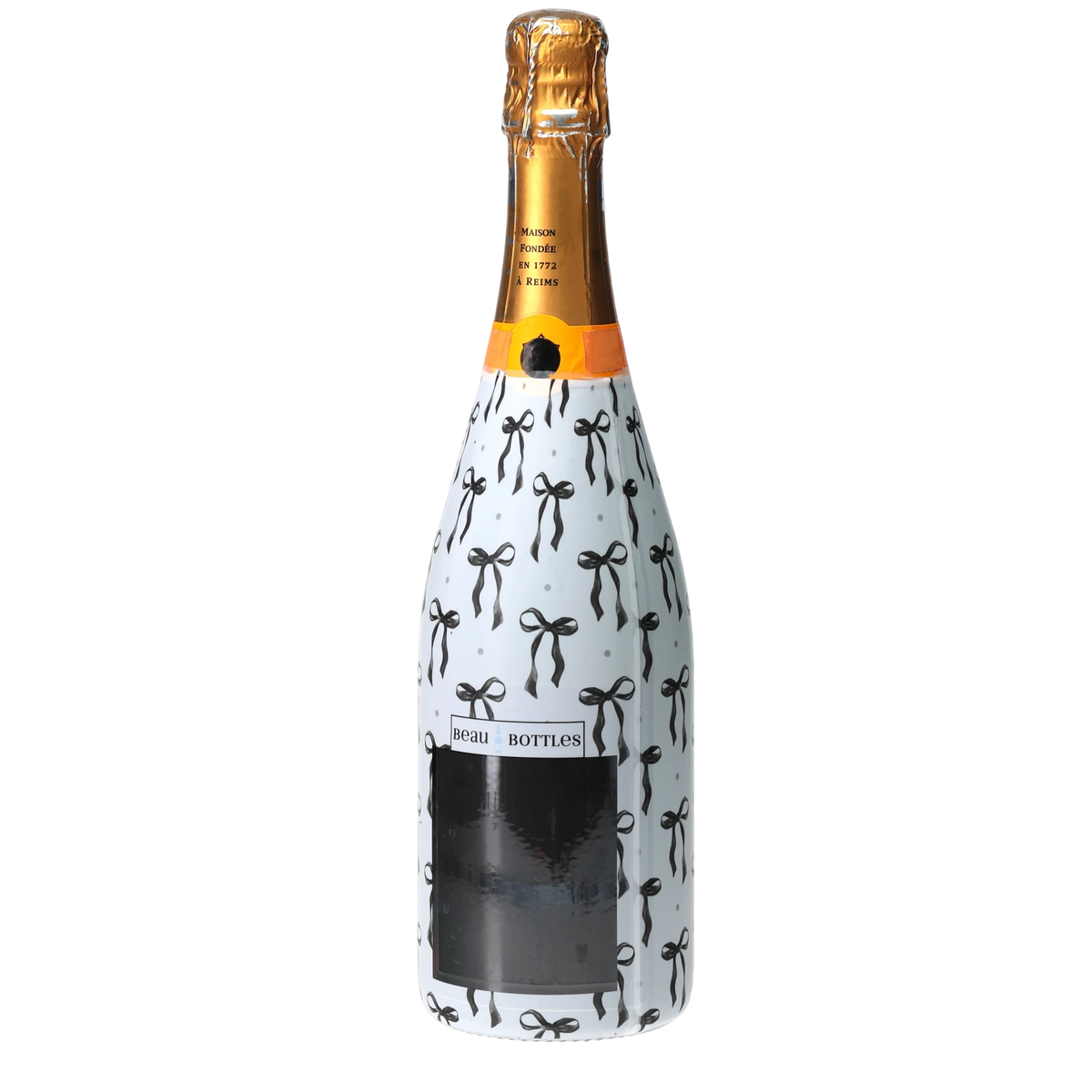 Grandmillennial Black Bow Champagne Bottle Wrap