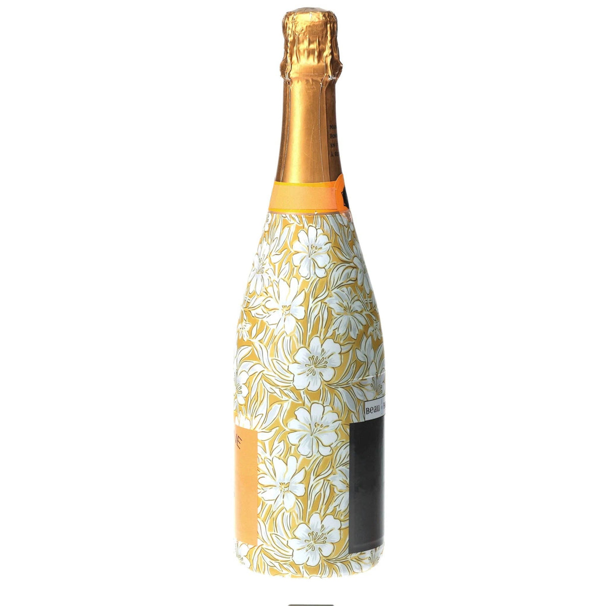 Grandmillennial Gold Flower Champagne Bottle Wrap