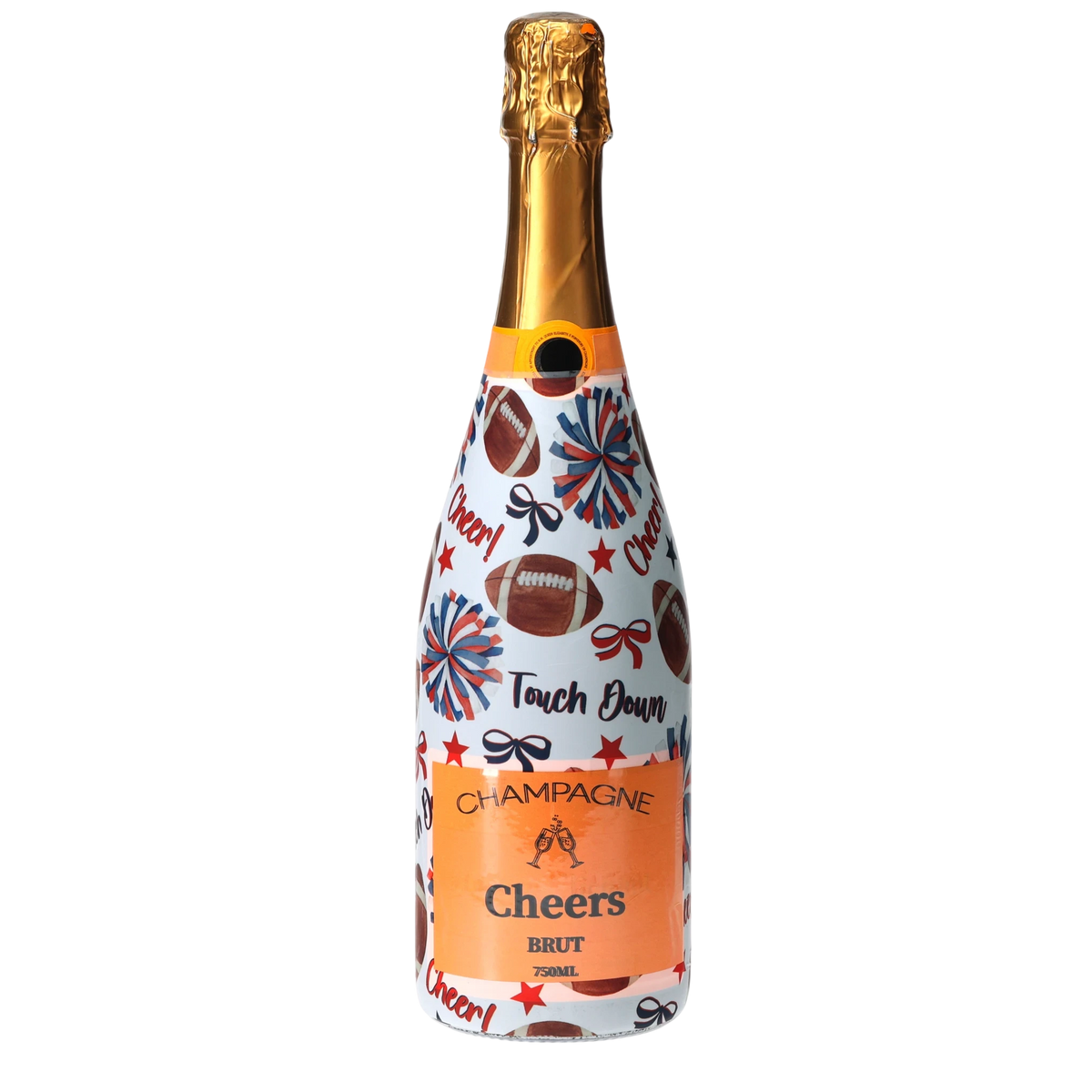 Red & Navy Game Day Champagne Bottle Wrap