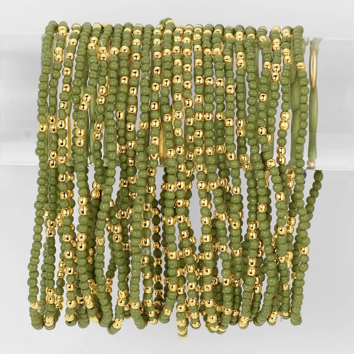 Solid Color 2mm Seed Bead Bracelets: Olive