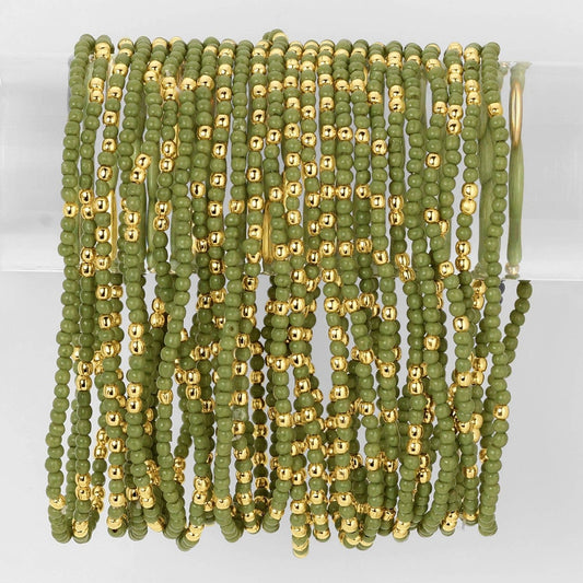 Solid Color 2mm Seed Bead Bracelets: Olive
