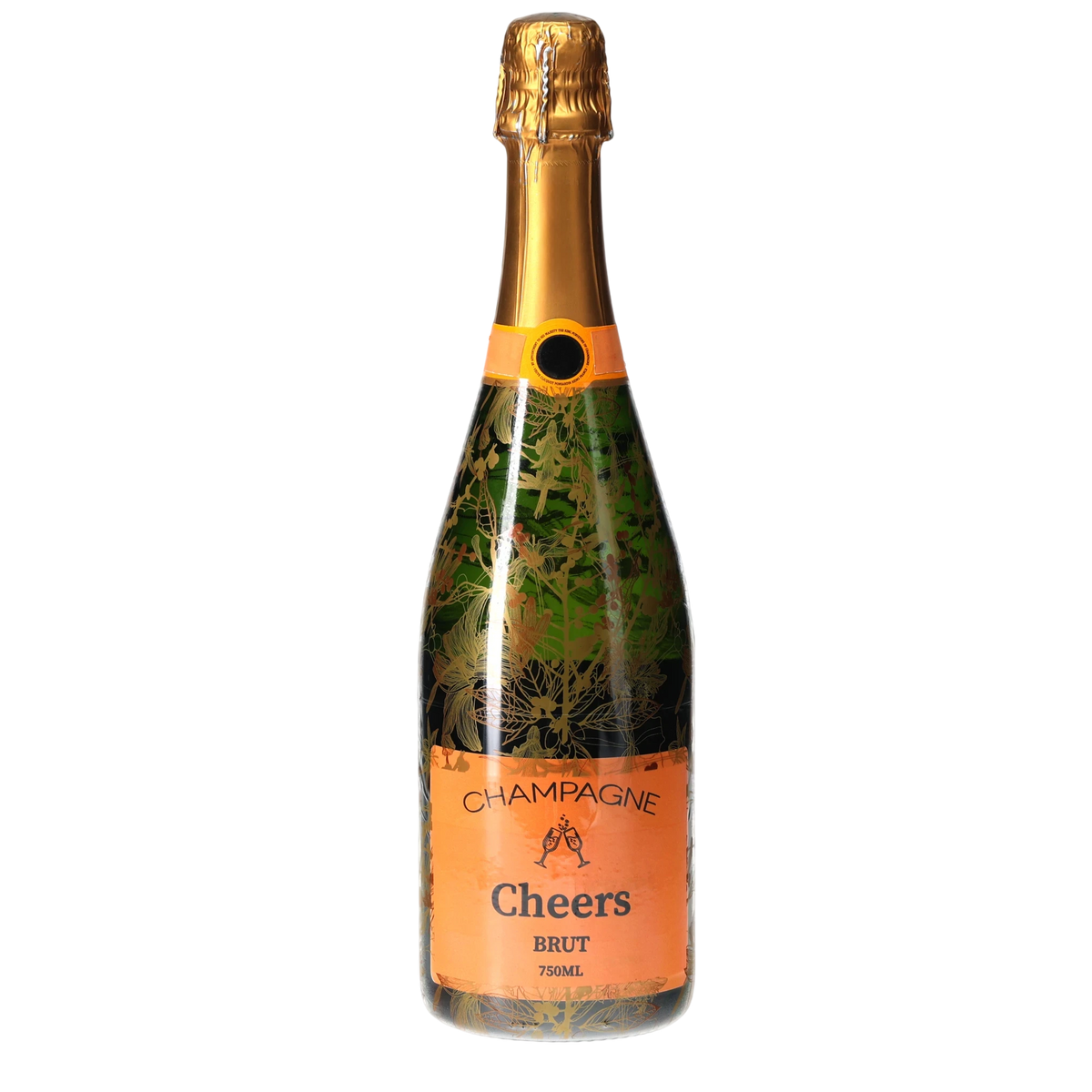 Clear Golden Botanical Champagne Bottle Wrap