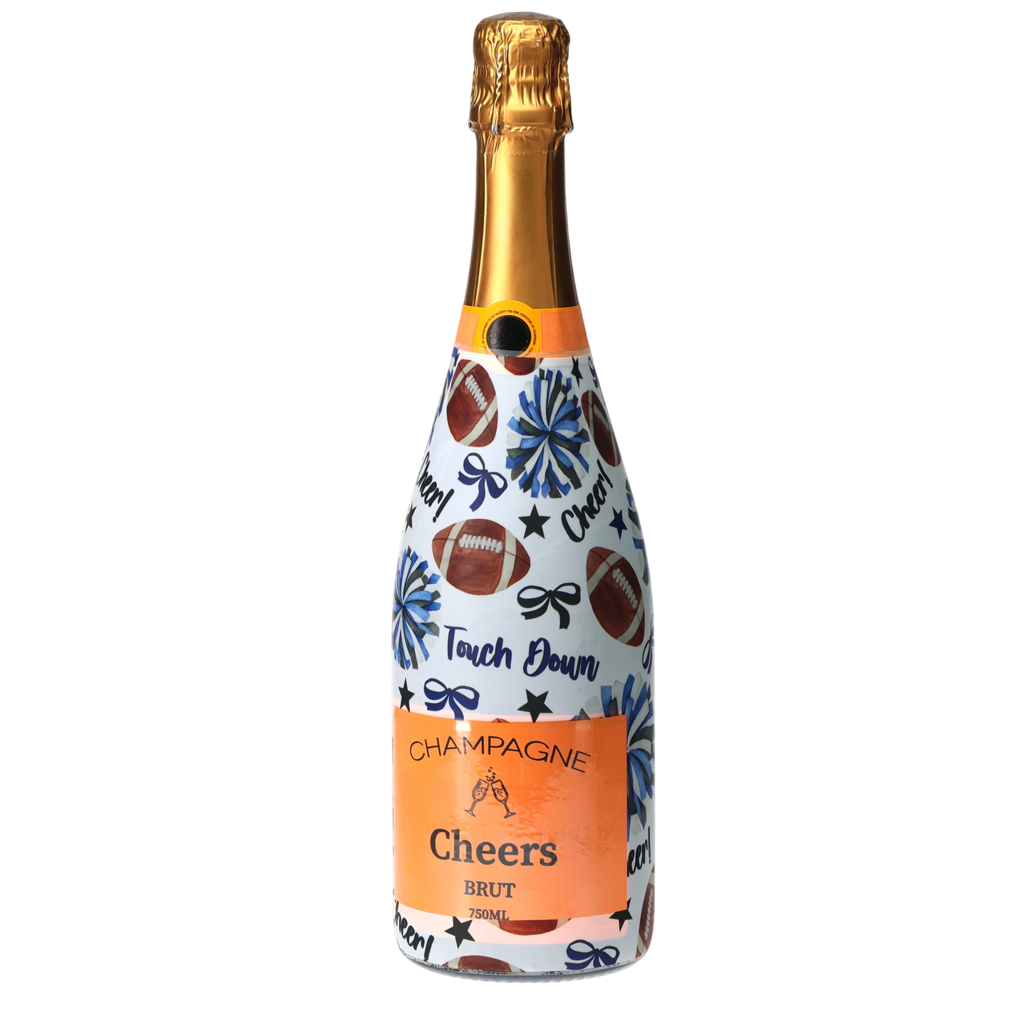 Royal Blue & White Game Day Champagne Bottle Wrap