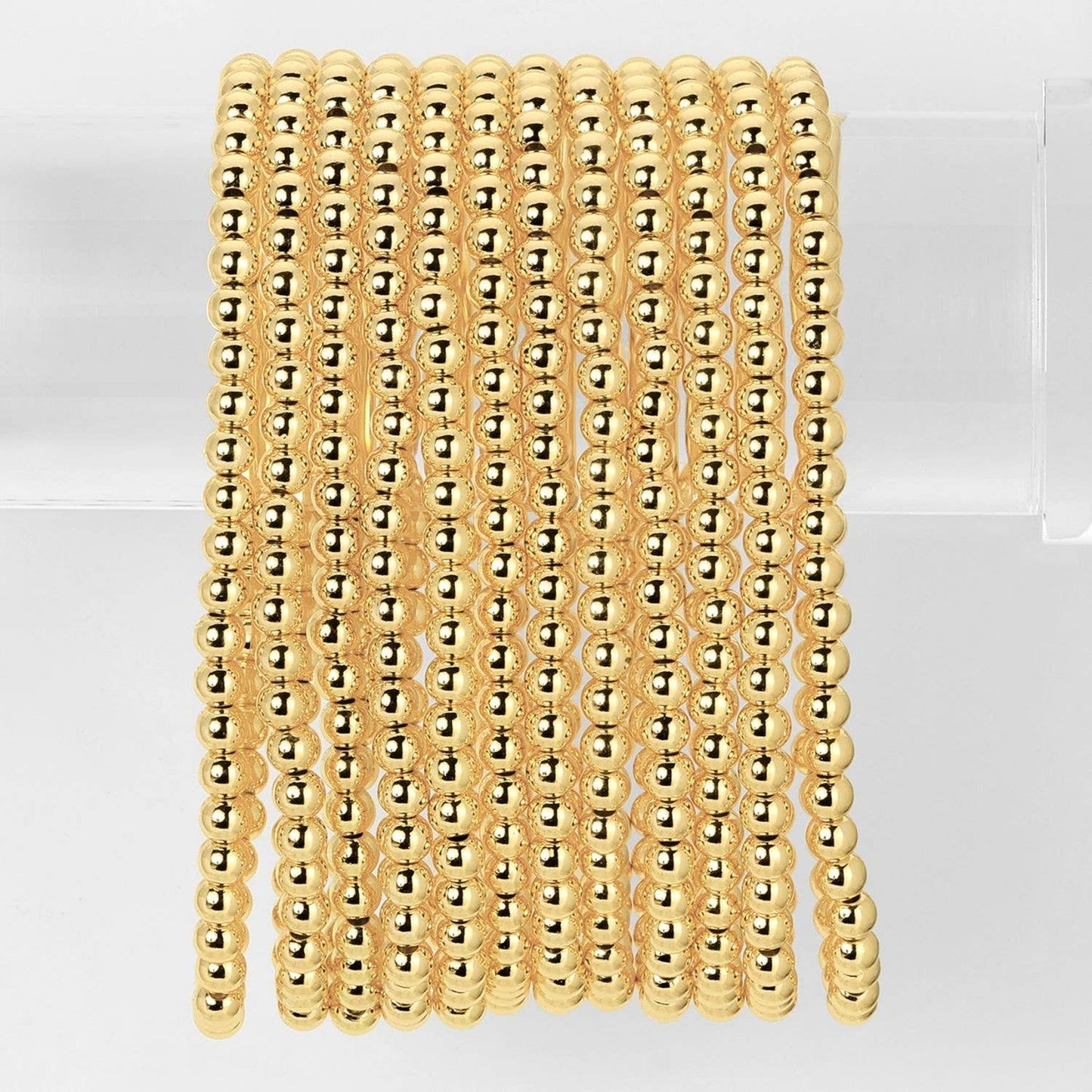 Classic Beaded Stretch Bracelets: Gold / 4mm