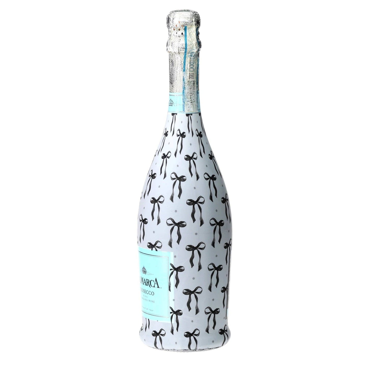 Grandmillennial Black Bows Prosecco Bottle Wrap