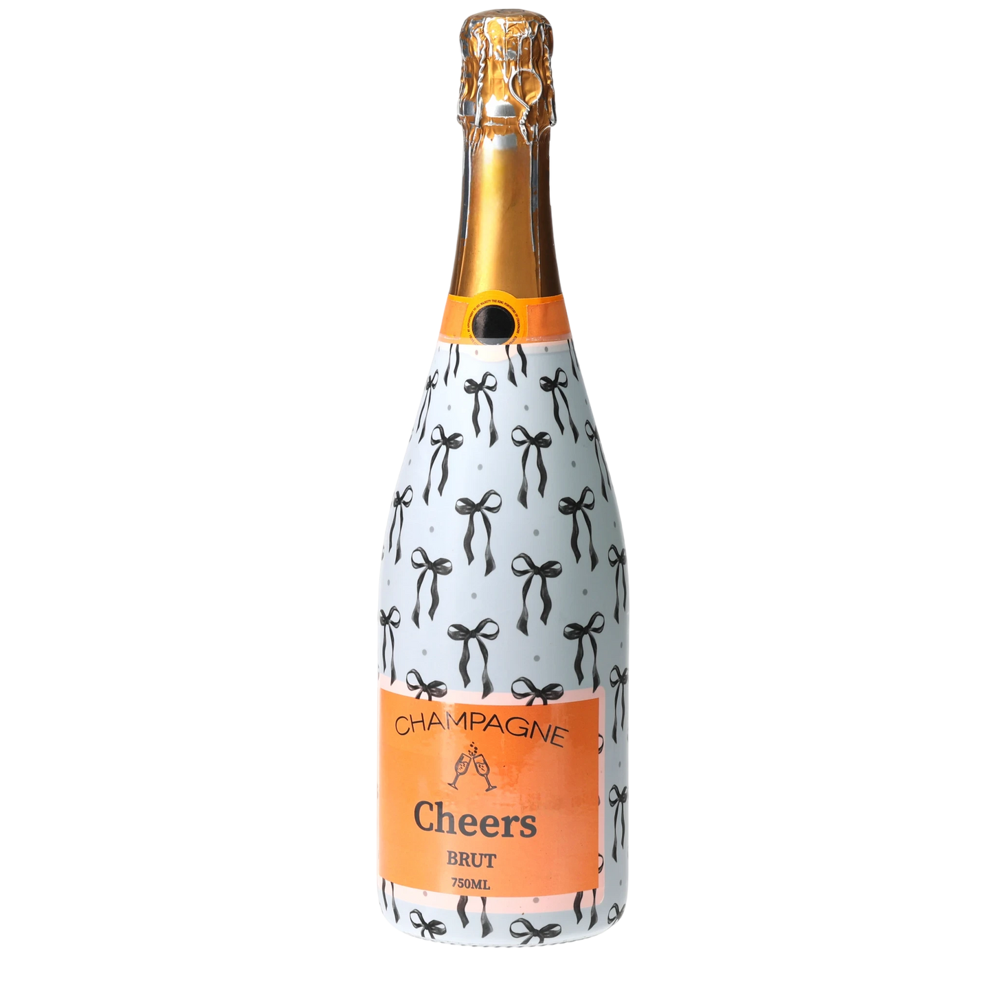 Grandmillennial Black Bow Champagne Bottle Wrap