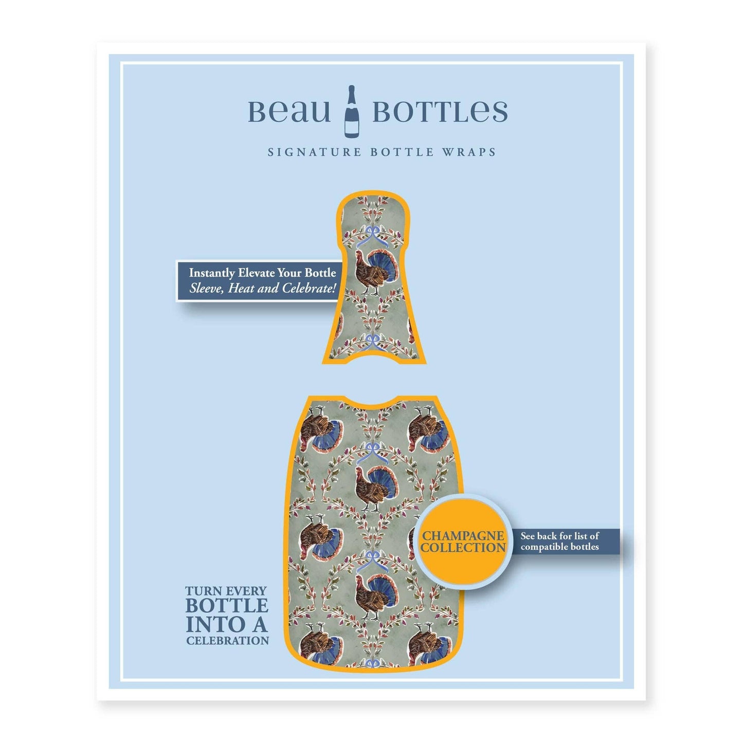 Autumn Turkey Trellis Champagne Bottle Wrap