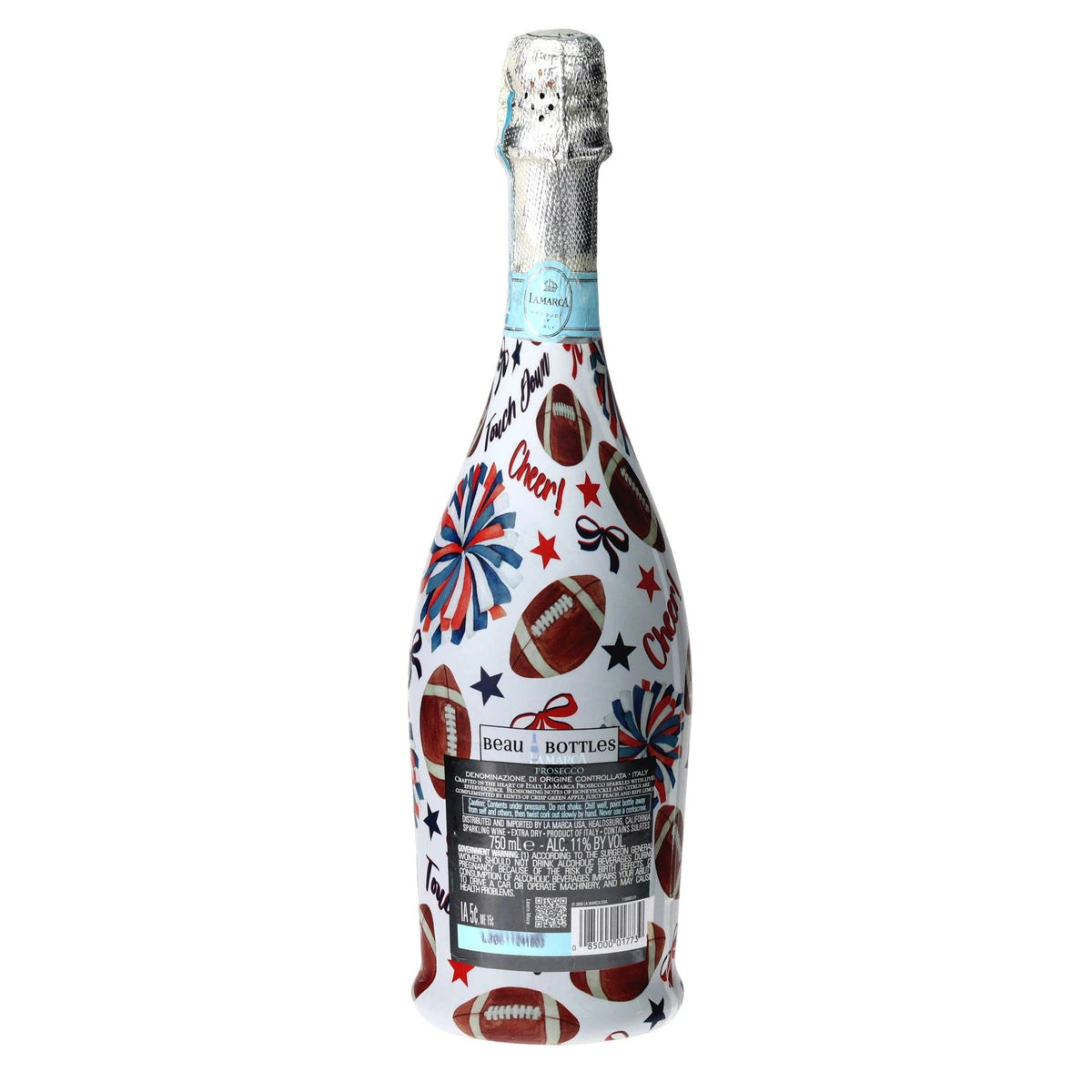 Red & Navy Game Day Prosecco Bottle Wrap