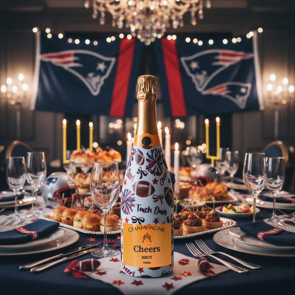 Red & Navy Game Day Champagne Bottle Wrap