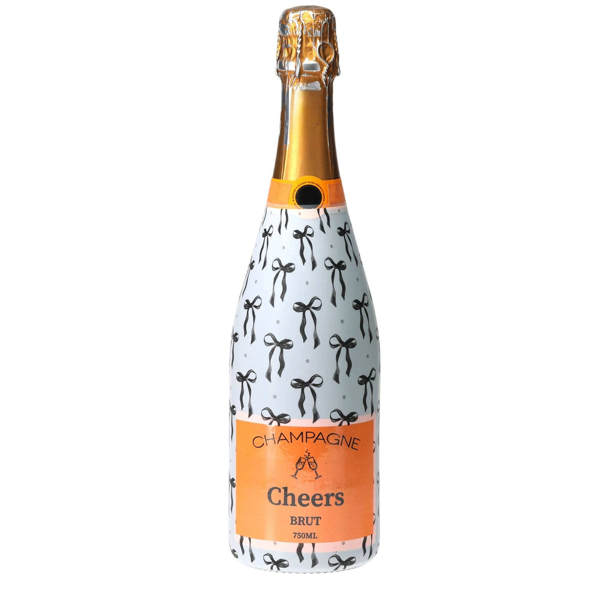 Grandmillennial Black Bow Champagne Bottle Wrap