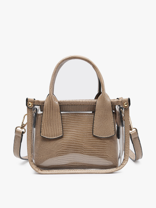 Taupe Stacey Clear Satchel Bag – Removable Inner Bag