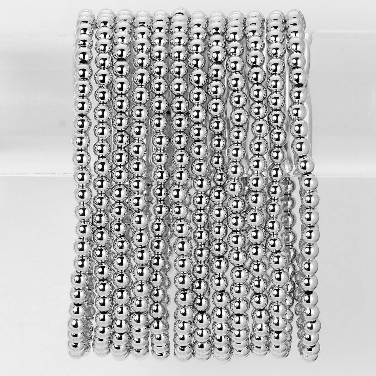 Classic Beaded Stretch Bracelets: Gold / 4mm