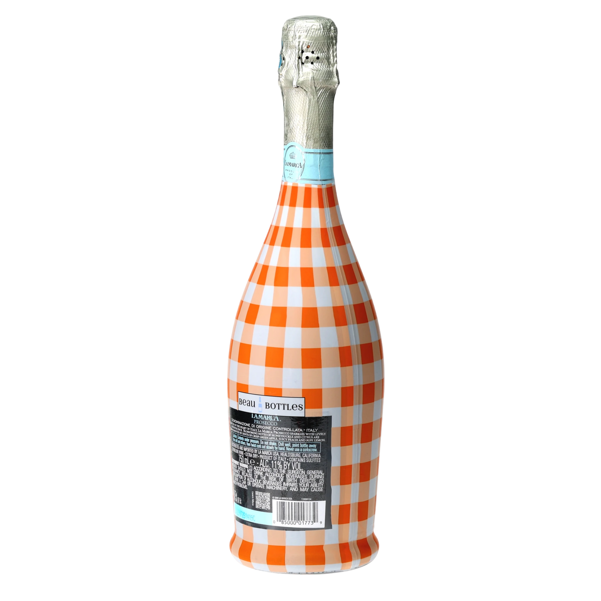 Orange & White Gingham Prosecco Bottle Wrap