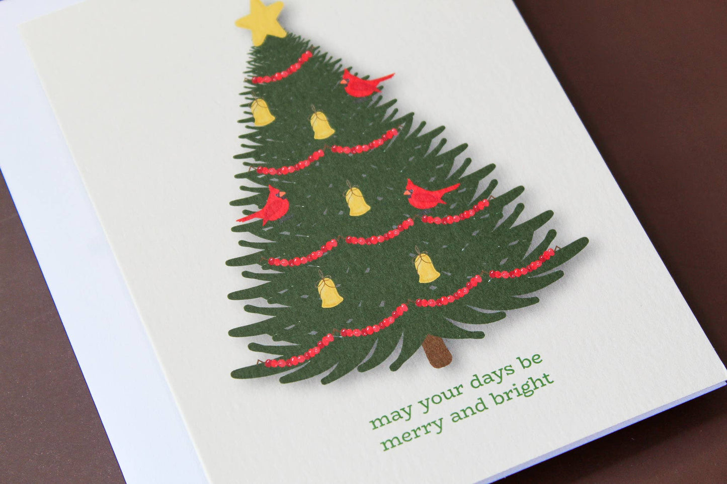 Merry and Bright Christmas Tree Holiday Greeting Card
