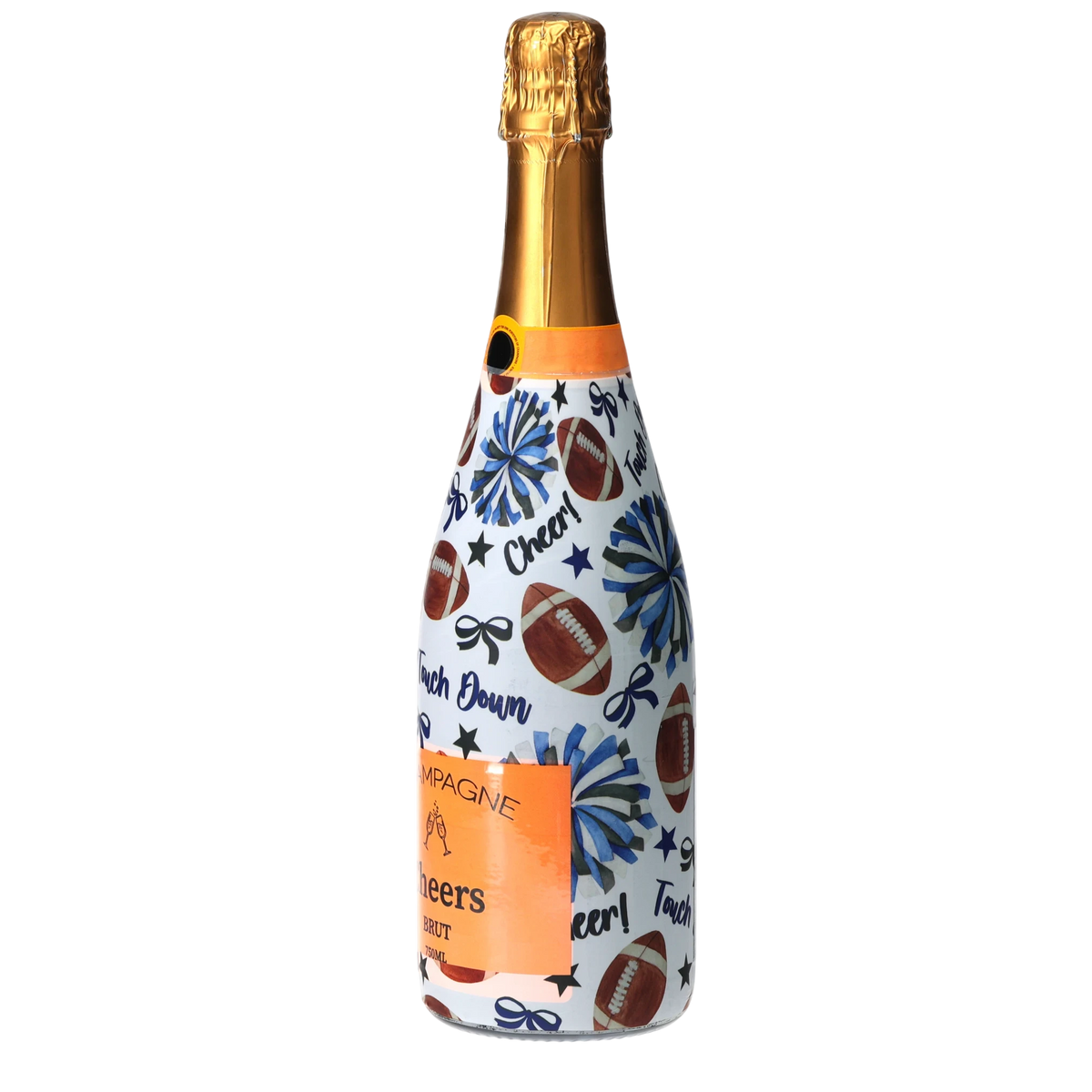 Royal Blue & White Game Day Champagne Bottle Wrap