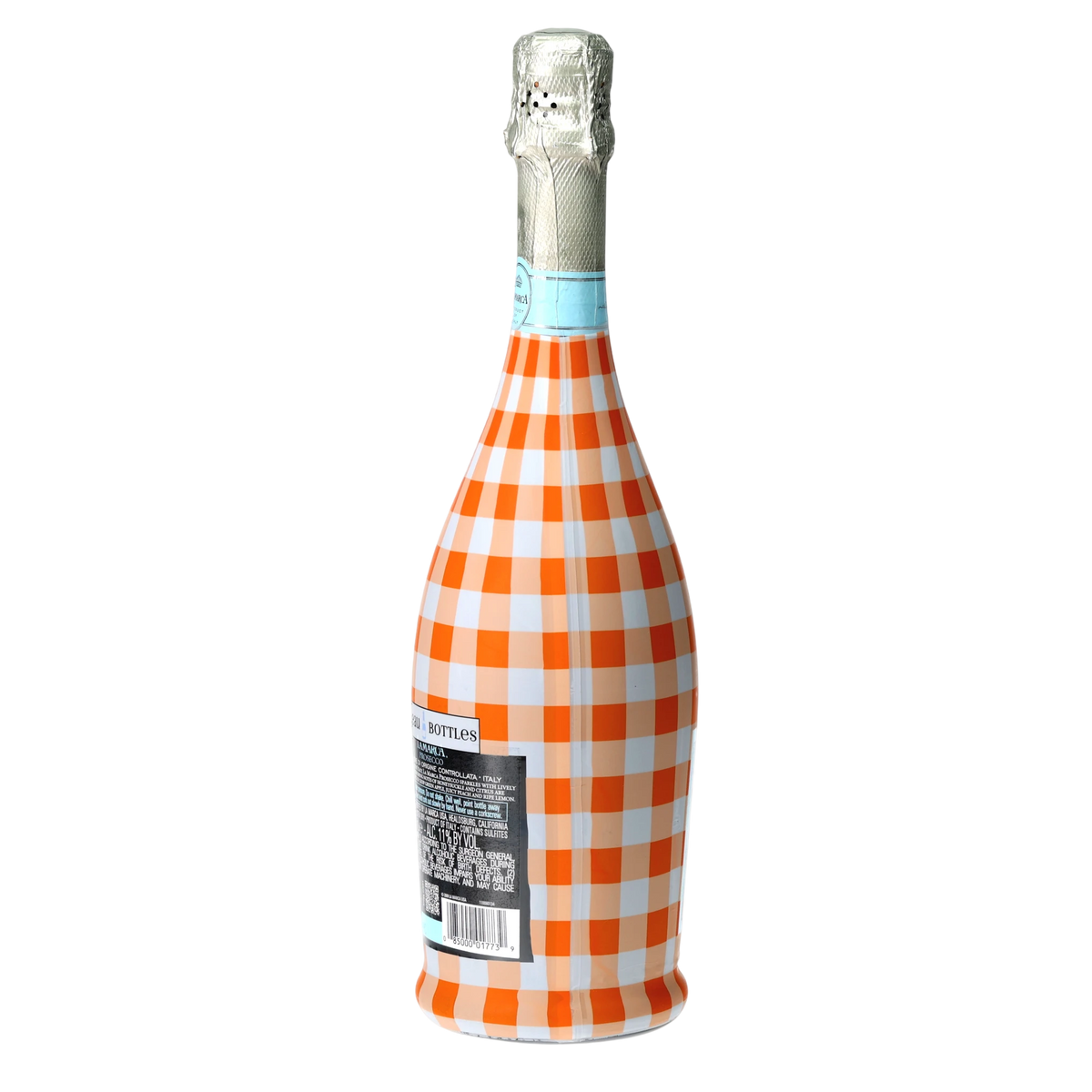 Orange & White Gingham Prosecco Bottle Wrap
