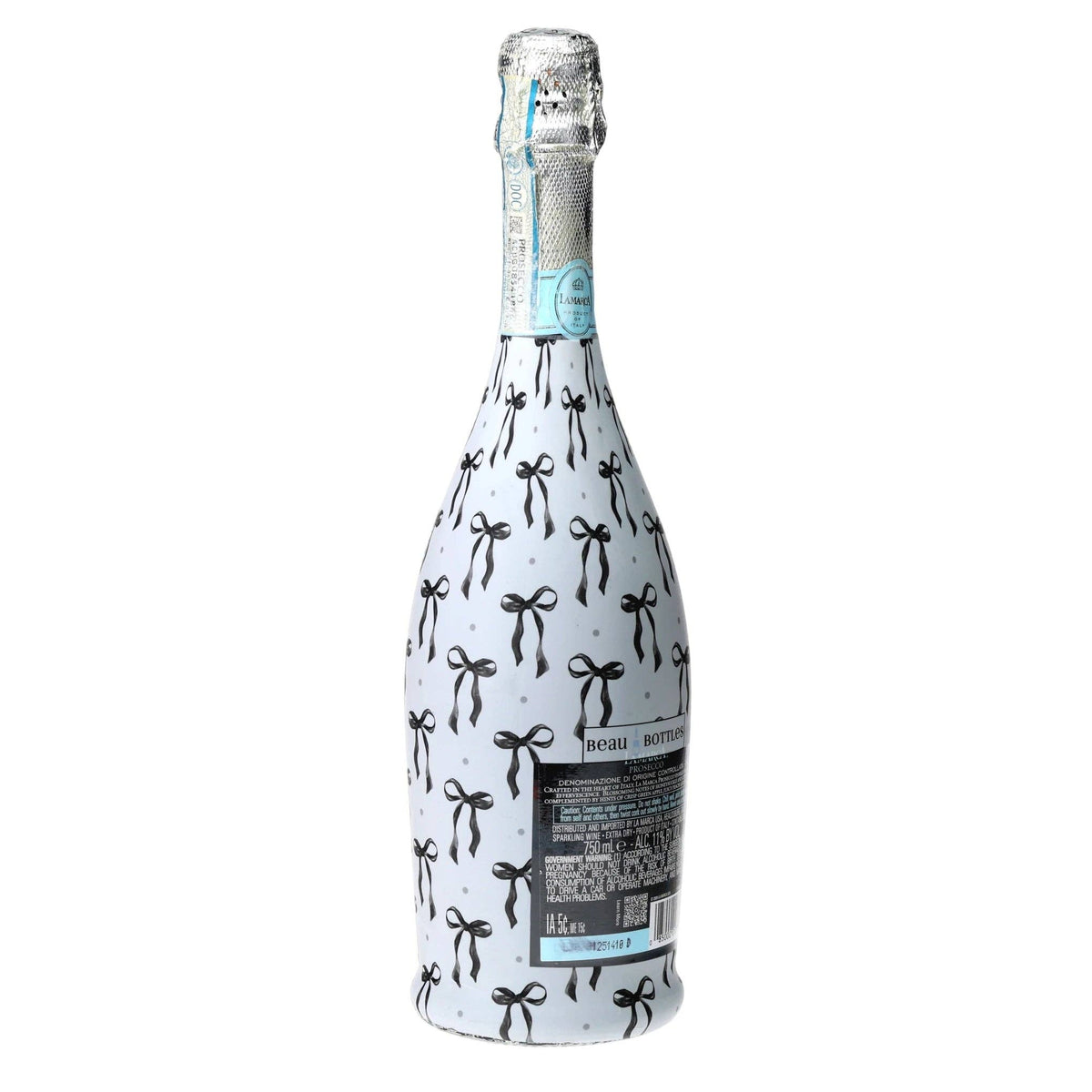 Grandmillennial Black Bows Prosecco Bottle Wrap