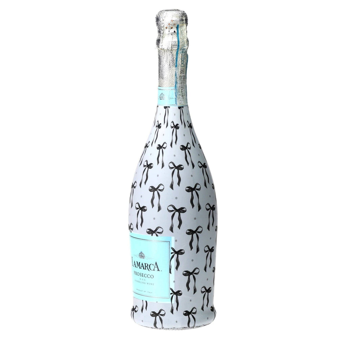Grandmillennial Black Bows Prosecco Bottle Wrap