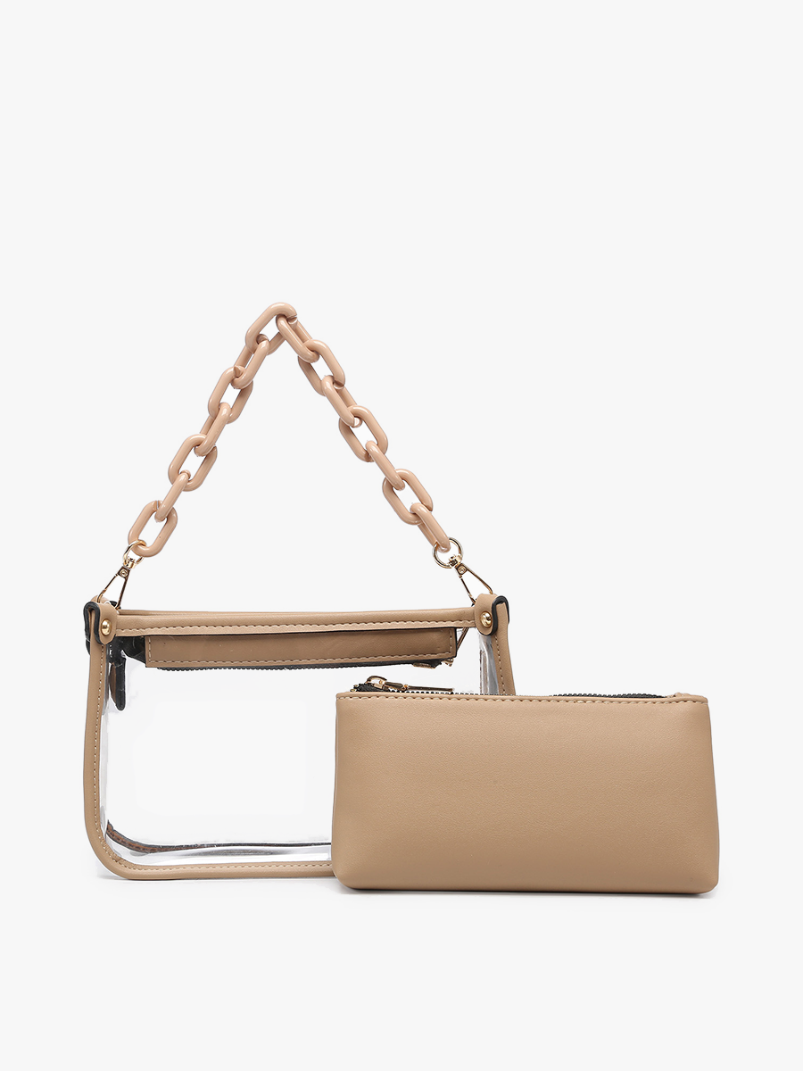 Royal Blue Jessica Stadium Clear Crossbody Bag with mini Chain Strap
