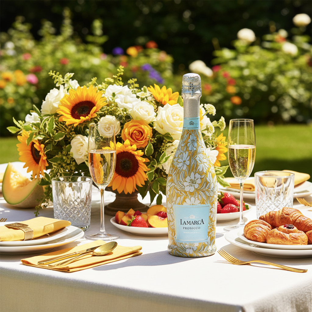 Grandmillennial Gold Flower Prosecco Bottle Wrap