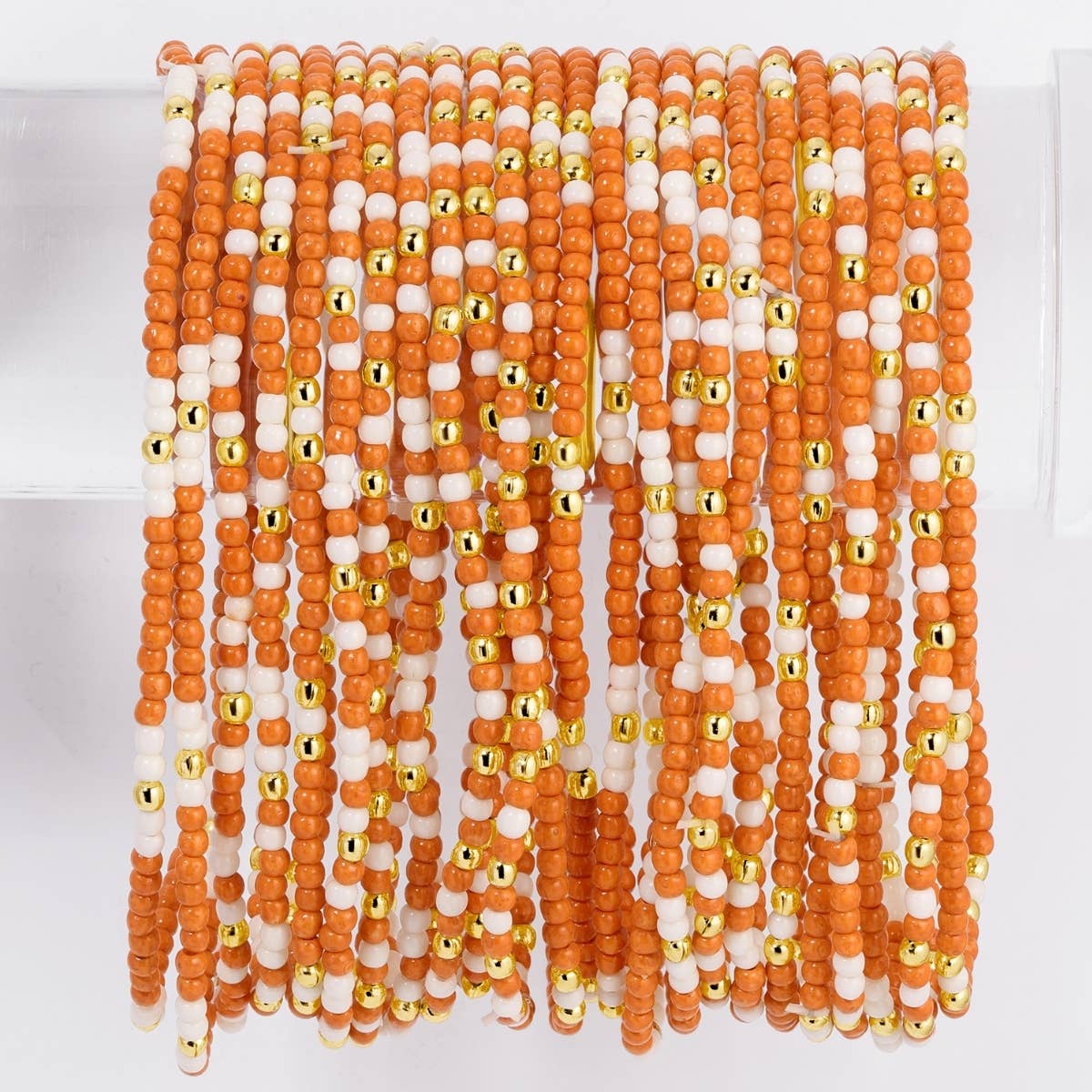 Stretch Seed Bead GAME DAY Bracelets: Blue/White