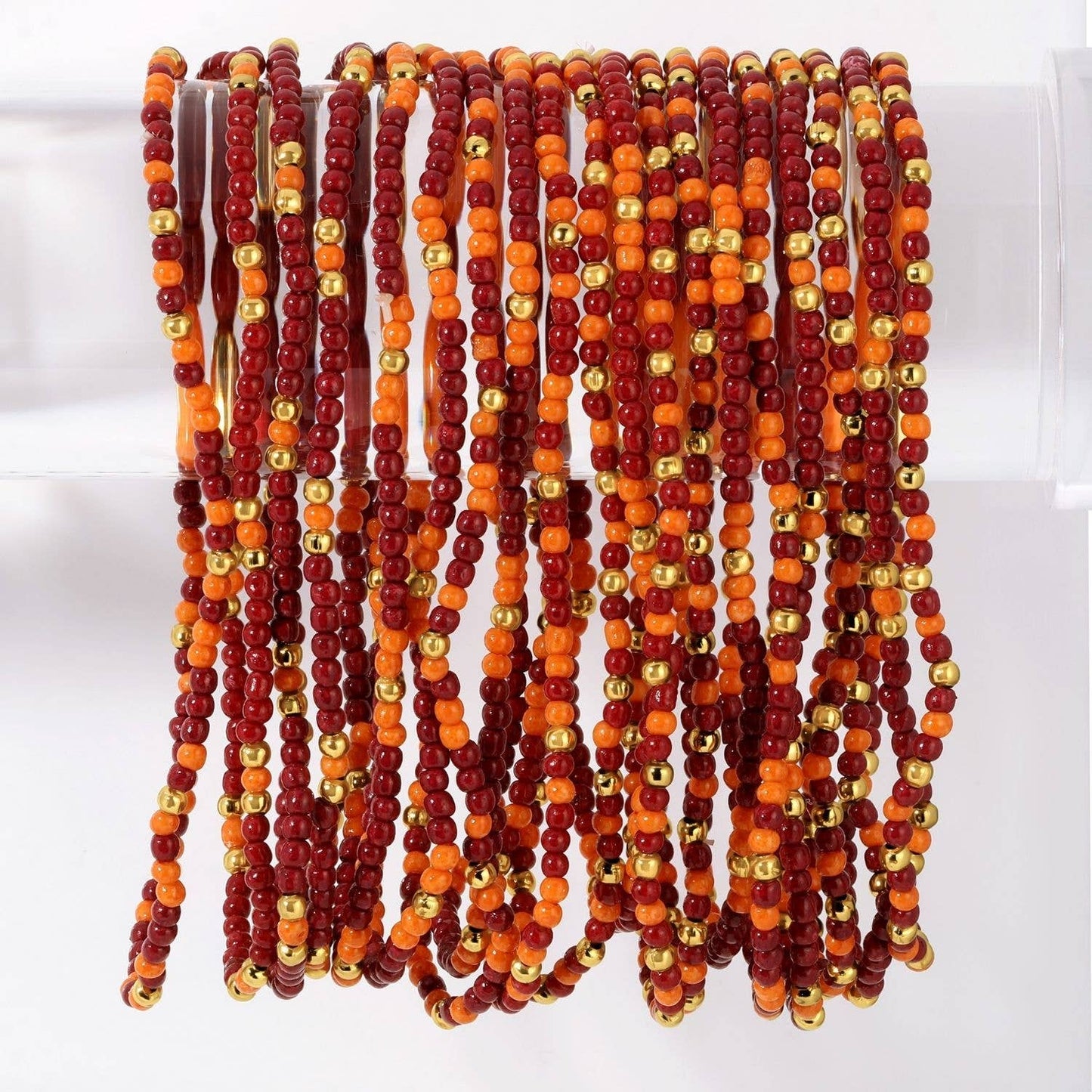Stretch Seed Bead GAME DAY Bracelets: Green/White