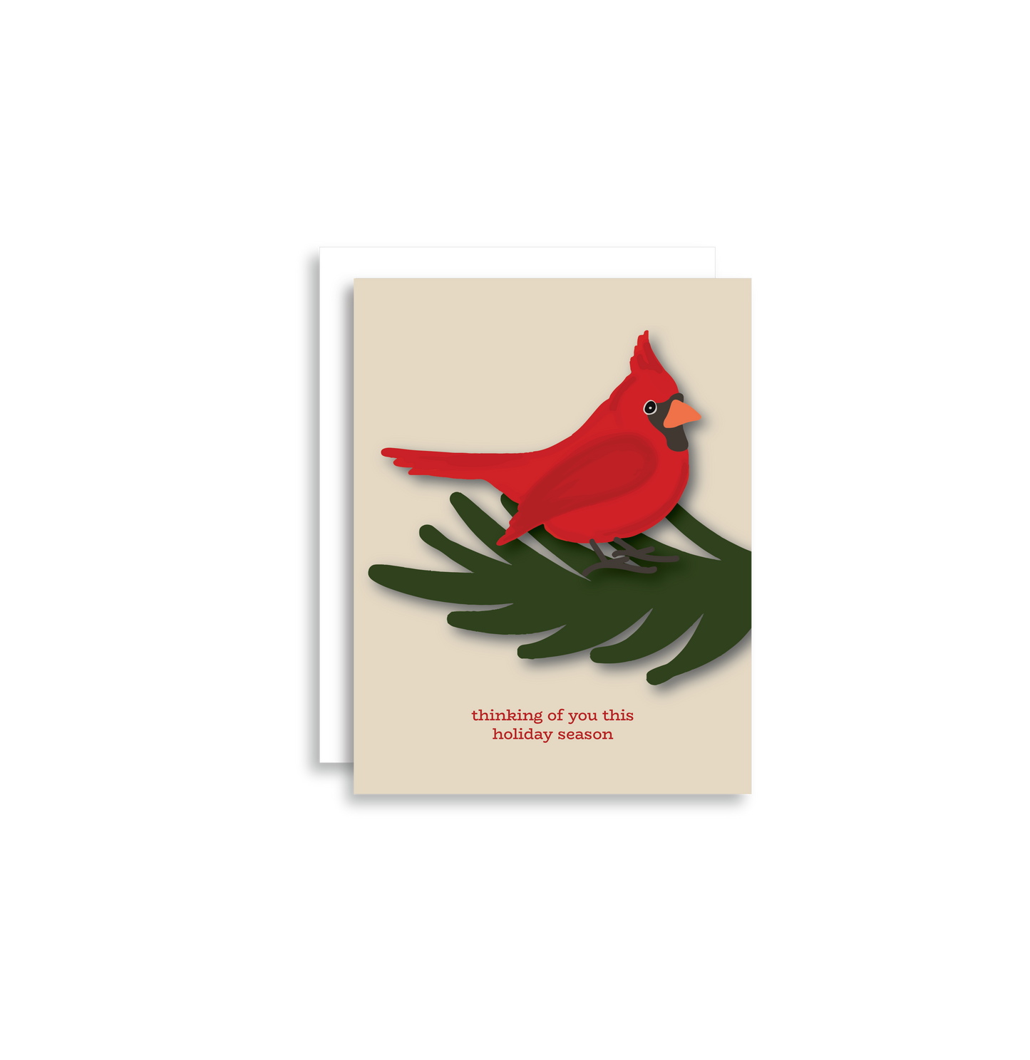 Thinking of You Christmas Red Bird Holiday Greeting Card