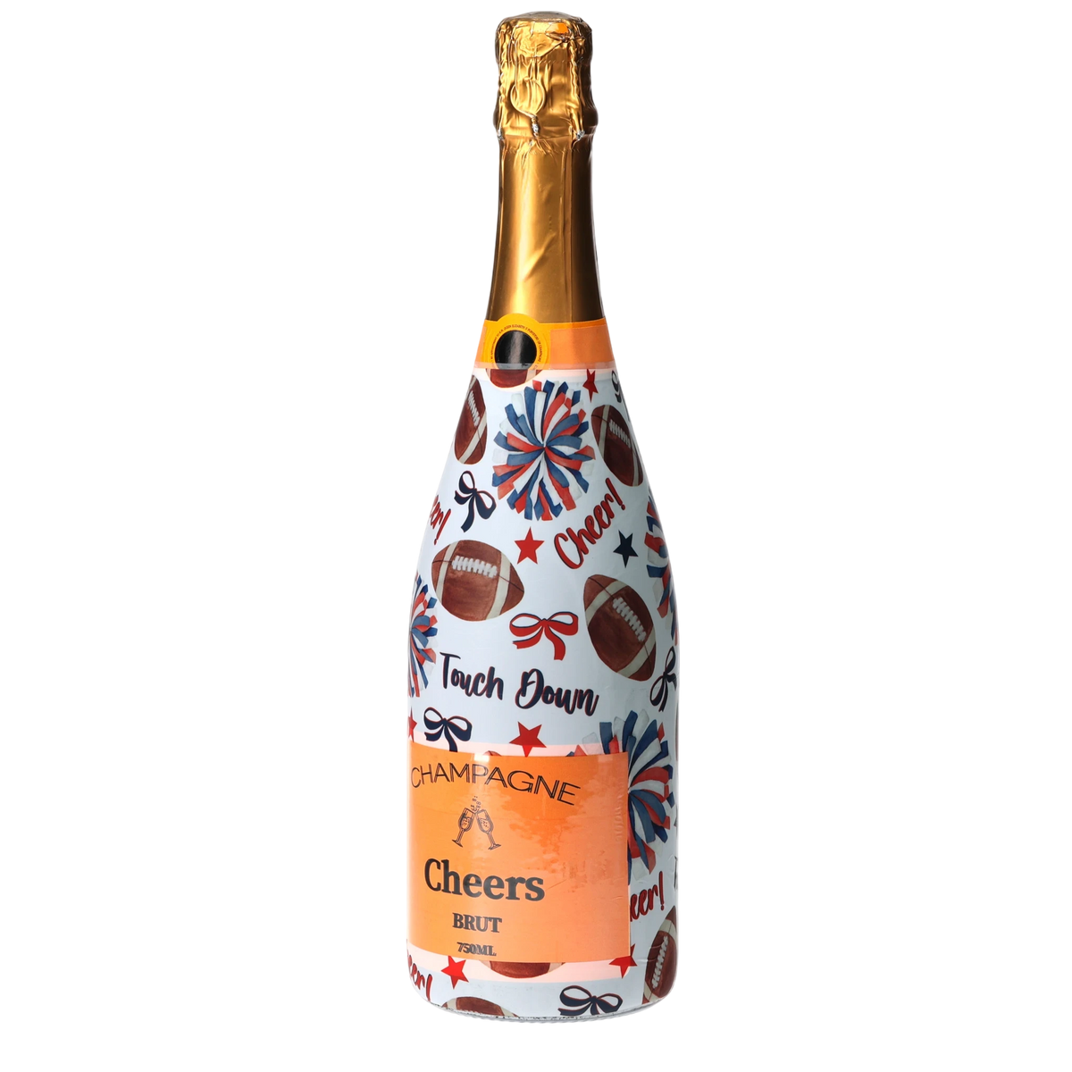 Red & Navy Game Day Champagne Bottle Wrap