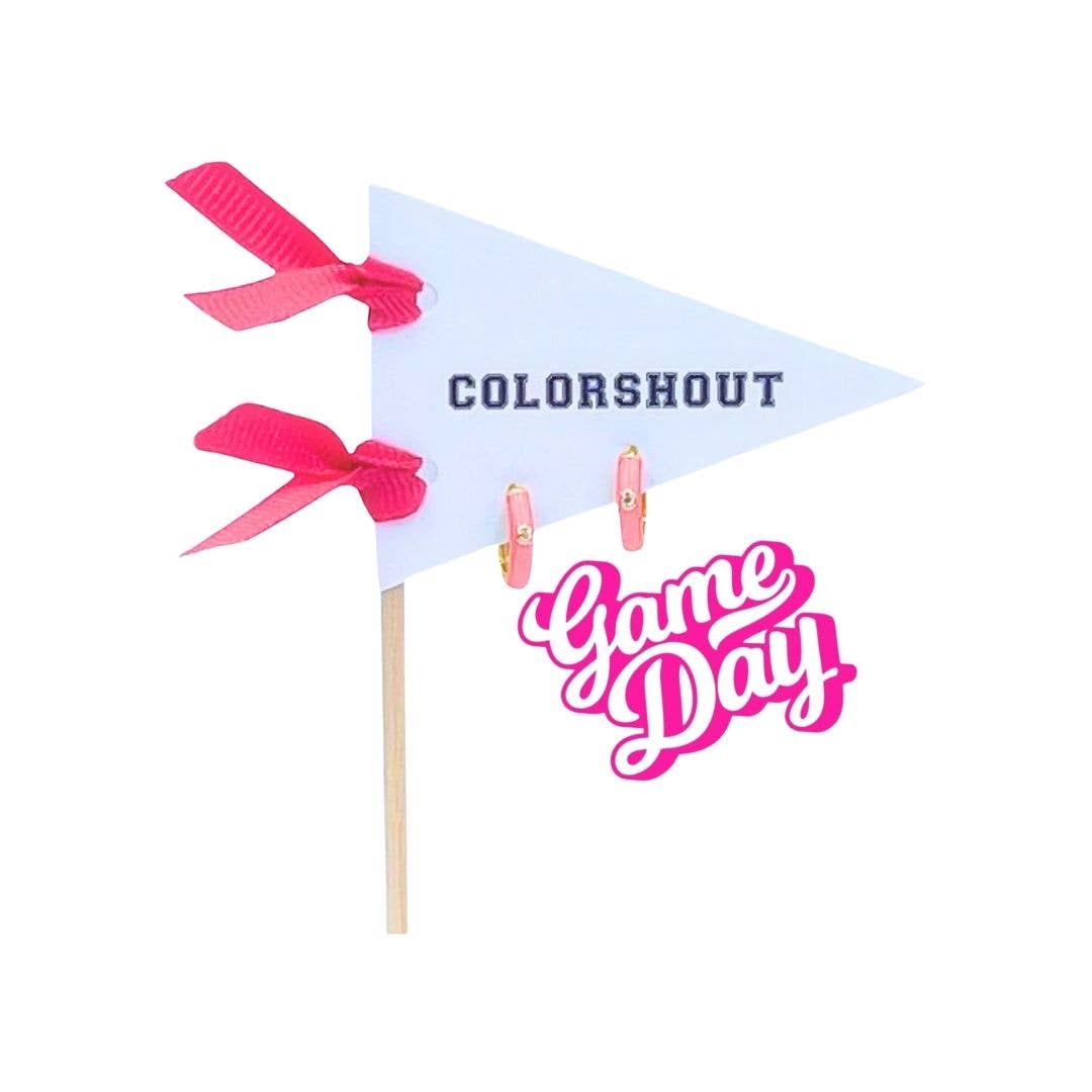 Game Day: Team Color Huggie Hoop Earrings on Pennant Flag: Black
