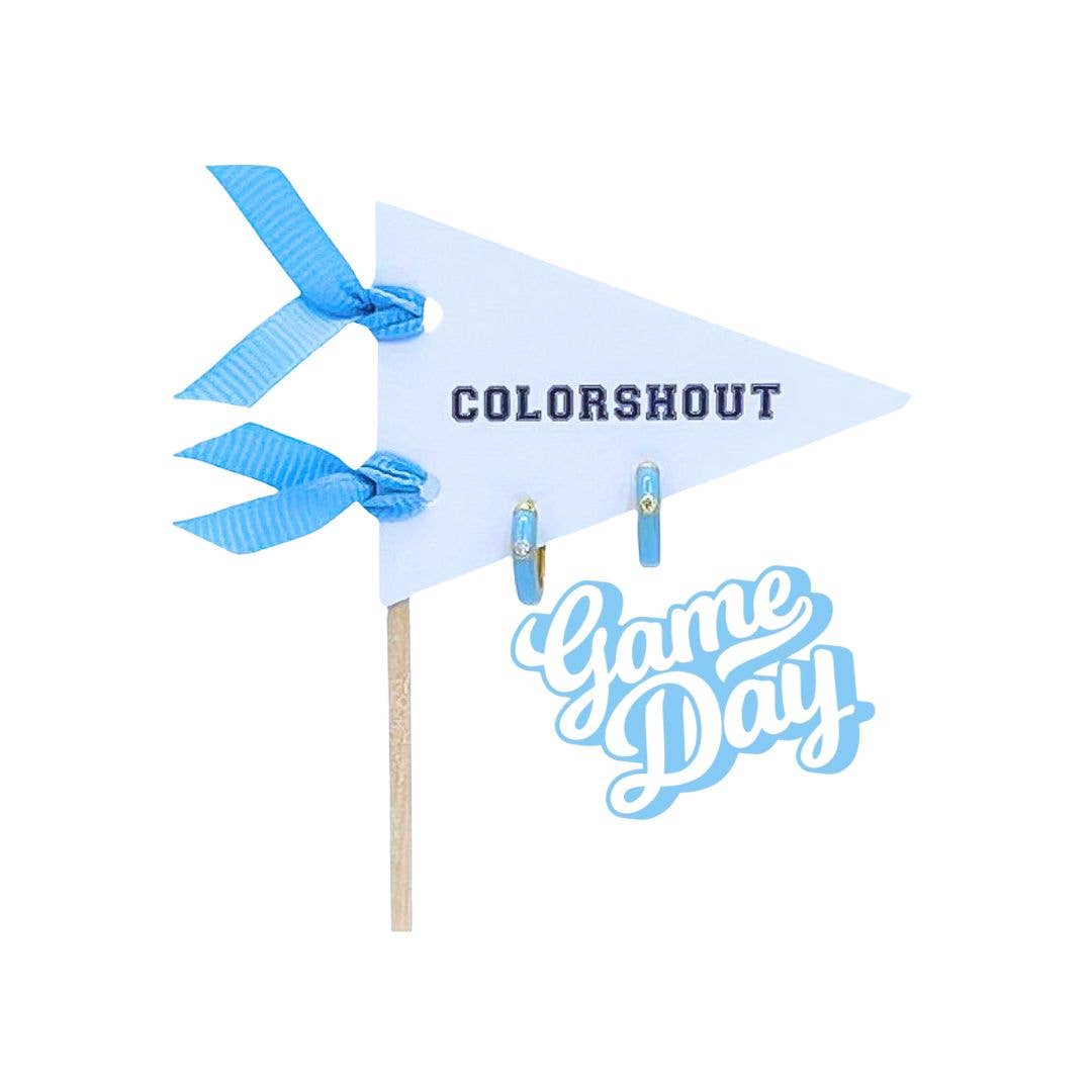 Game Day: Team Color Huggie Hoop Earrings on Pennant Flag: Black