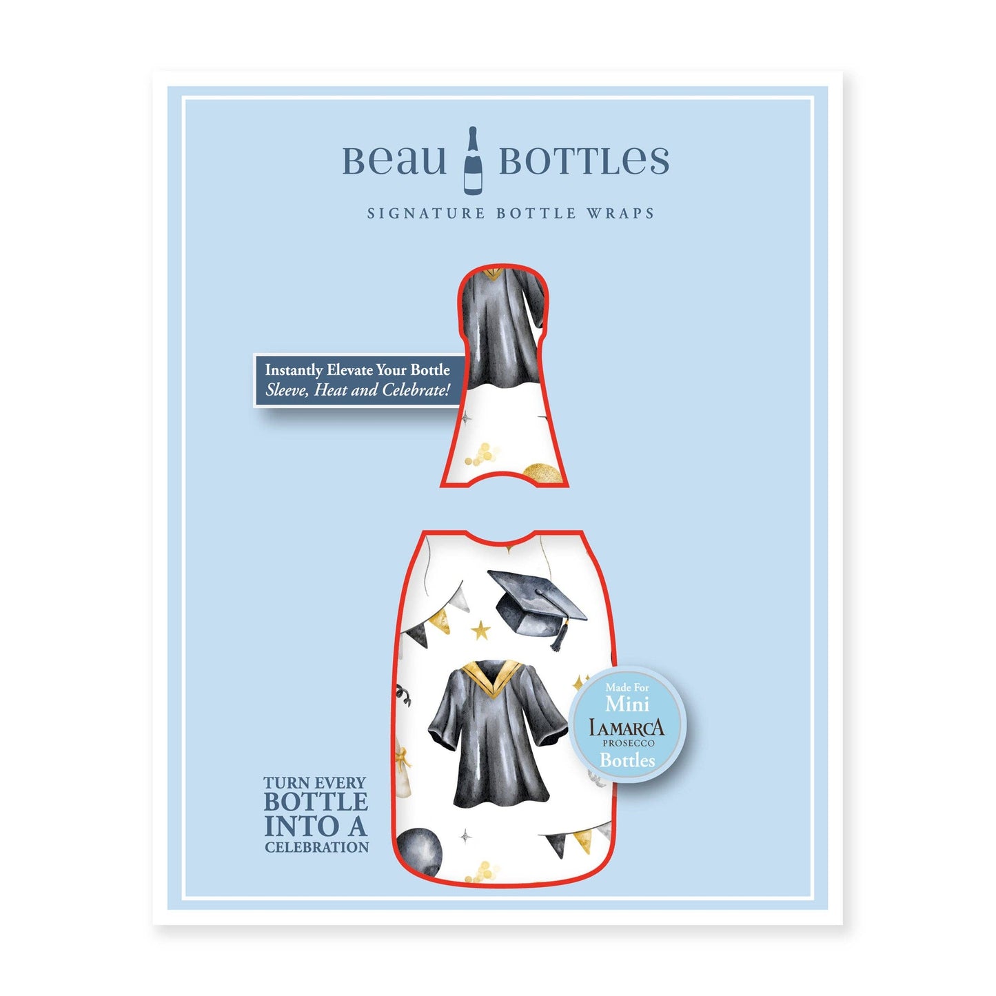 Beau Bottles Black and Gold Graduation - MINI Prosecco Collection - Six Pack