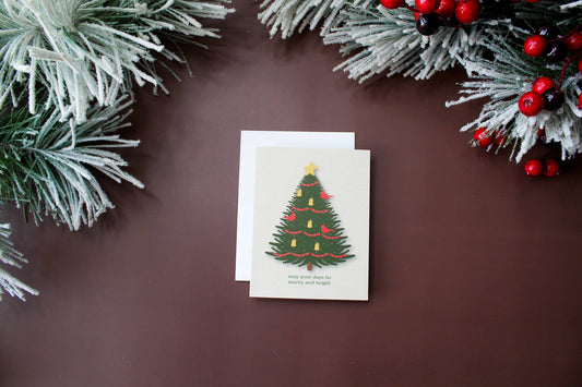 Merry and Bright Christmas Tree Holiday Greeting Card