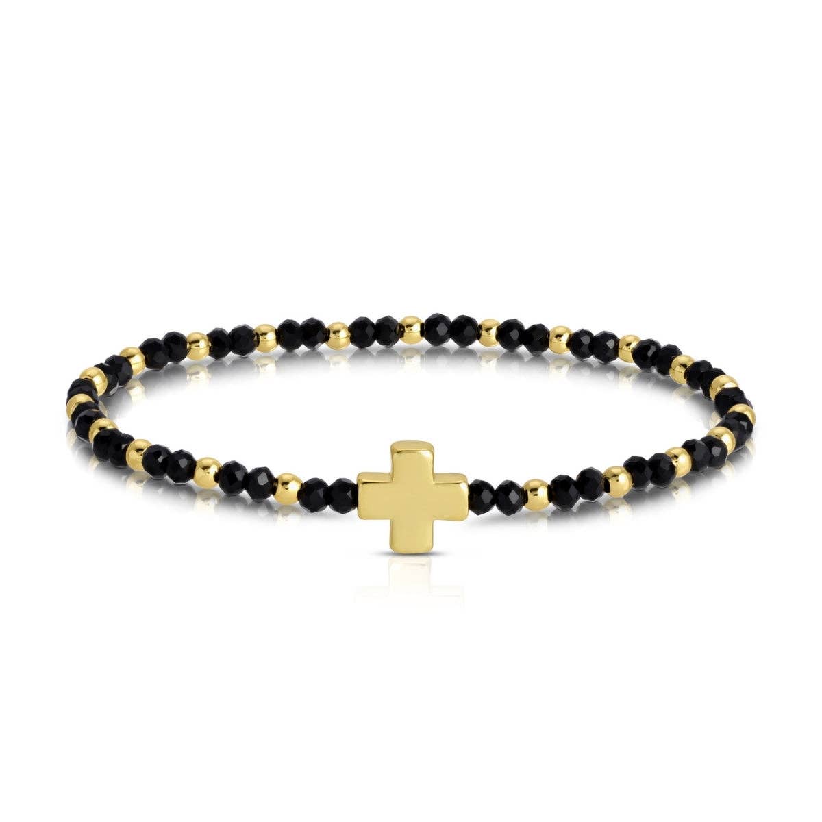 Assorted Crystal Stretch Bracelets w/ Single Balanced Cross: Soft