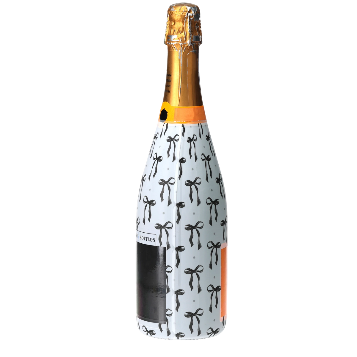 Grandmillennial Black Bow Champagne Bottle Wrap