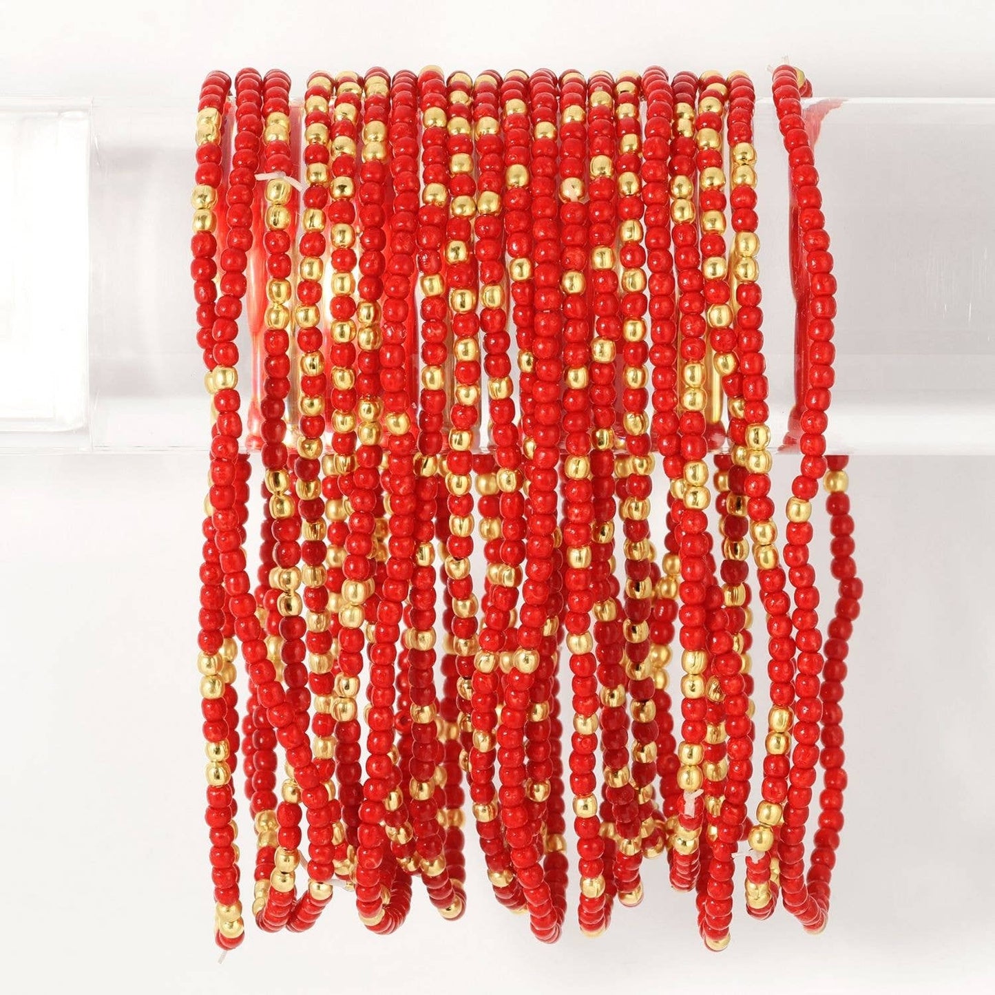 Stretch Seed Bead Solid Game Day Bracelets: Red