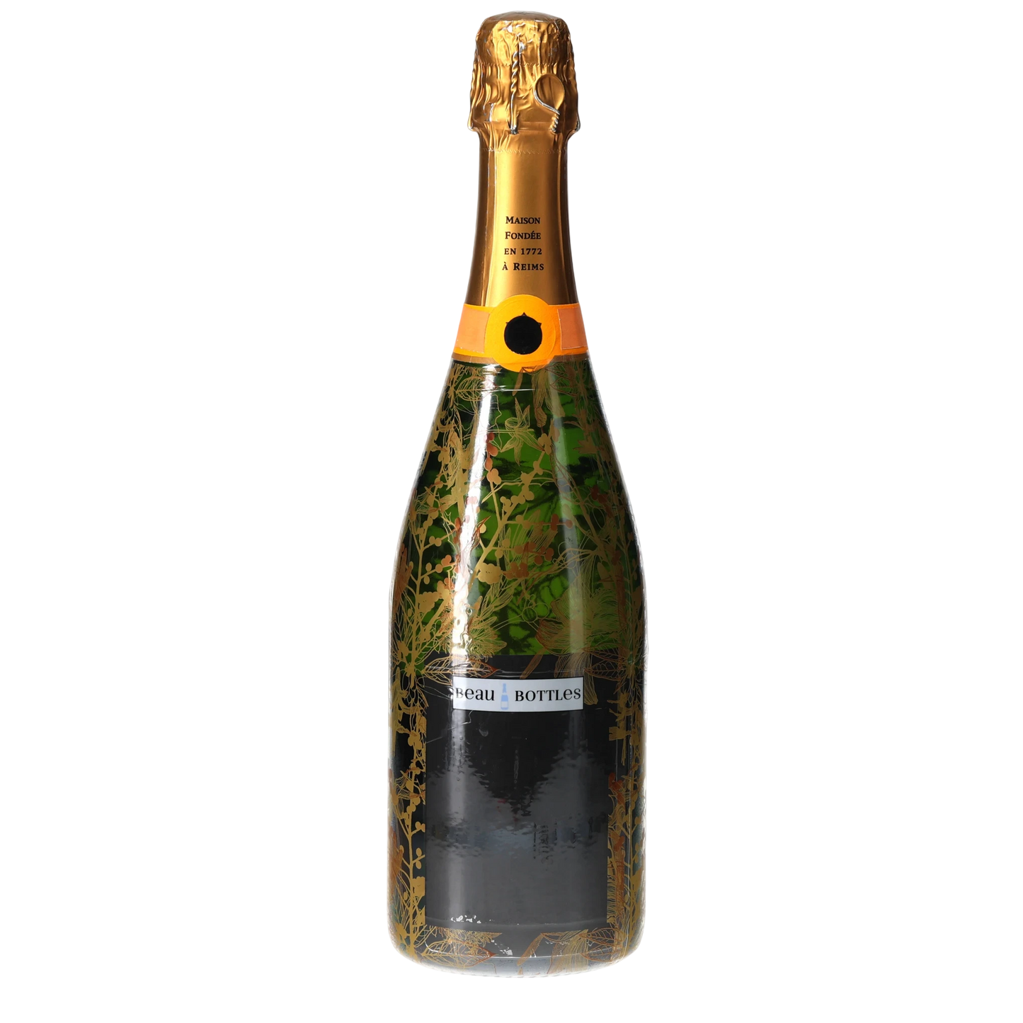 Clear Golden Botanical Champagne Bottle Wrap