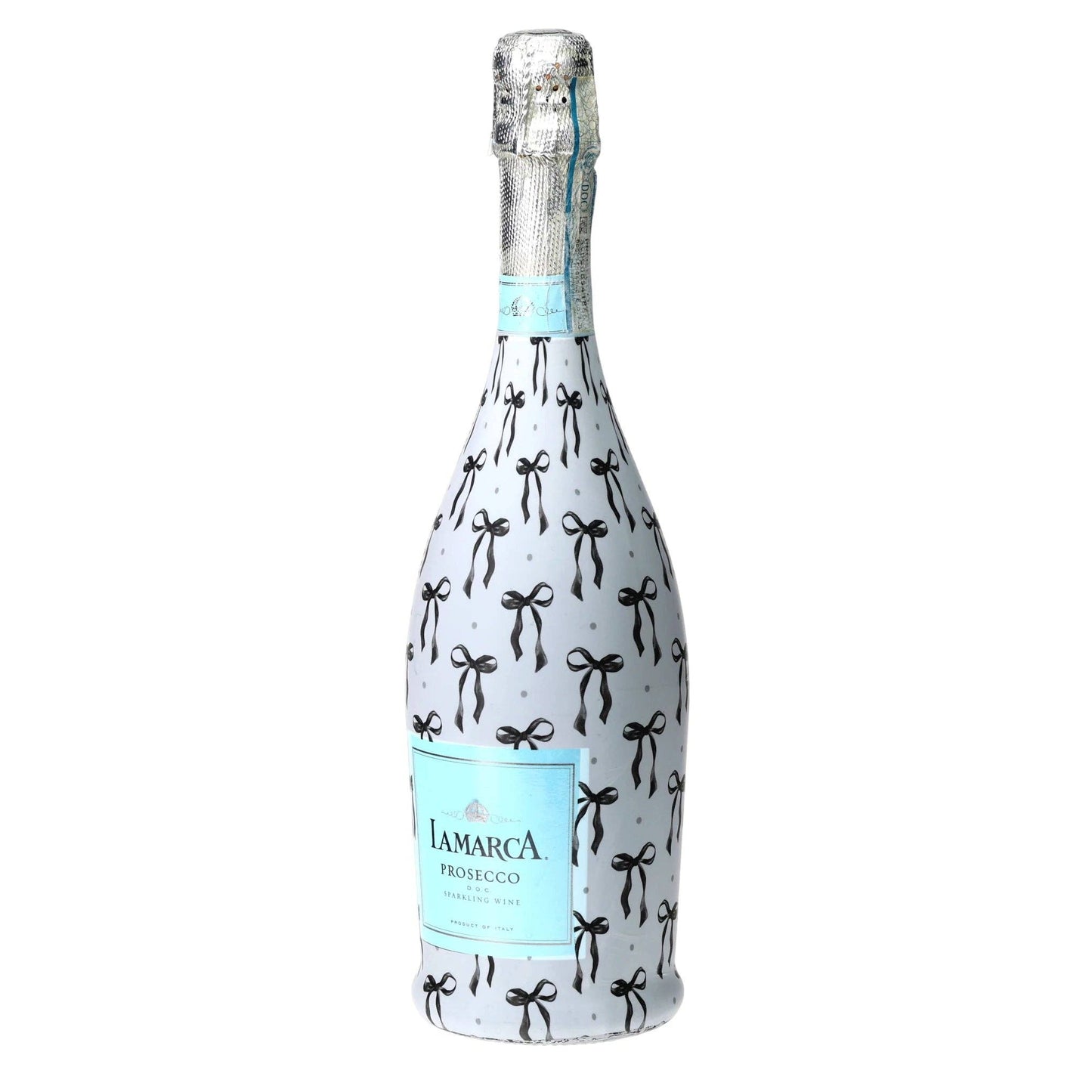 Grandmillennial Black Bows Prosecco Bottle Wrap