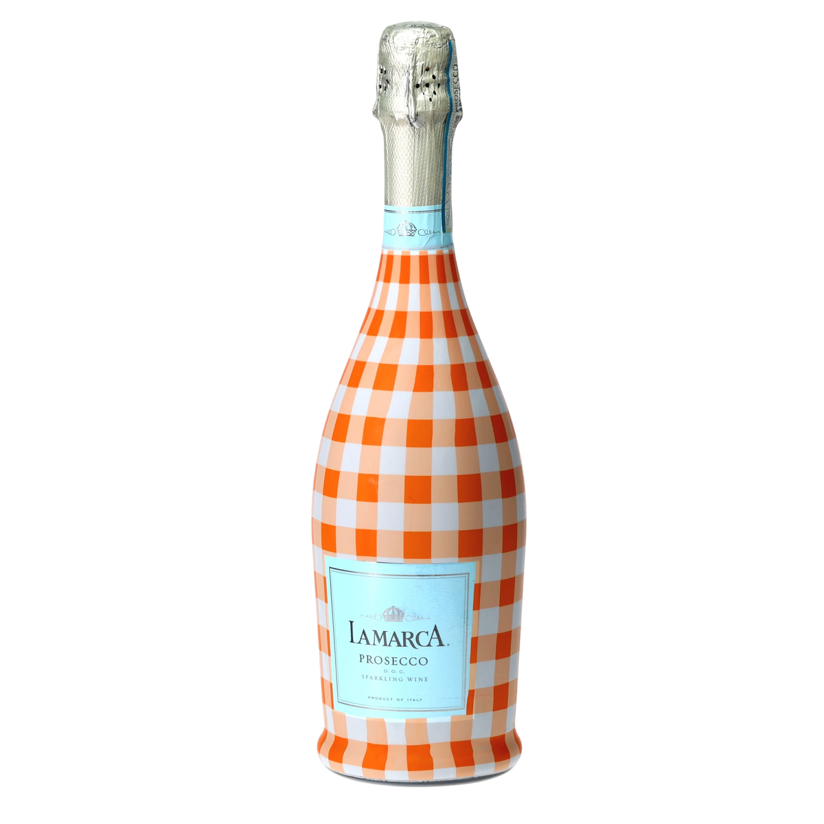 Orange & White Gingham Prosecco Bottle Wrap