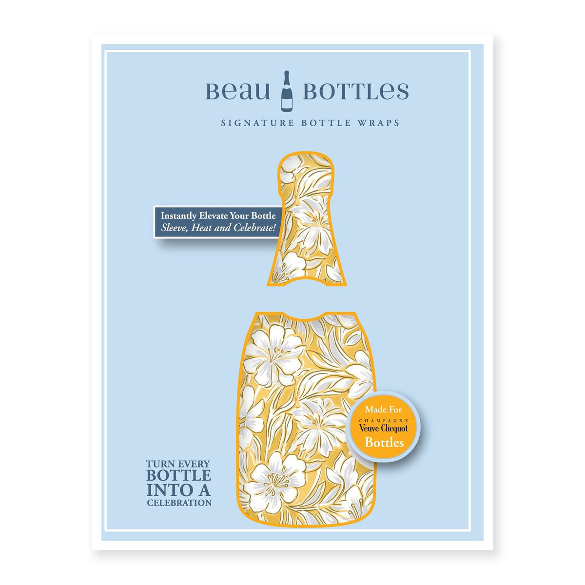 Grandmillennial Gold Flower Champagne Bottle Wrap