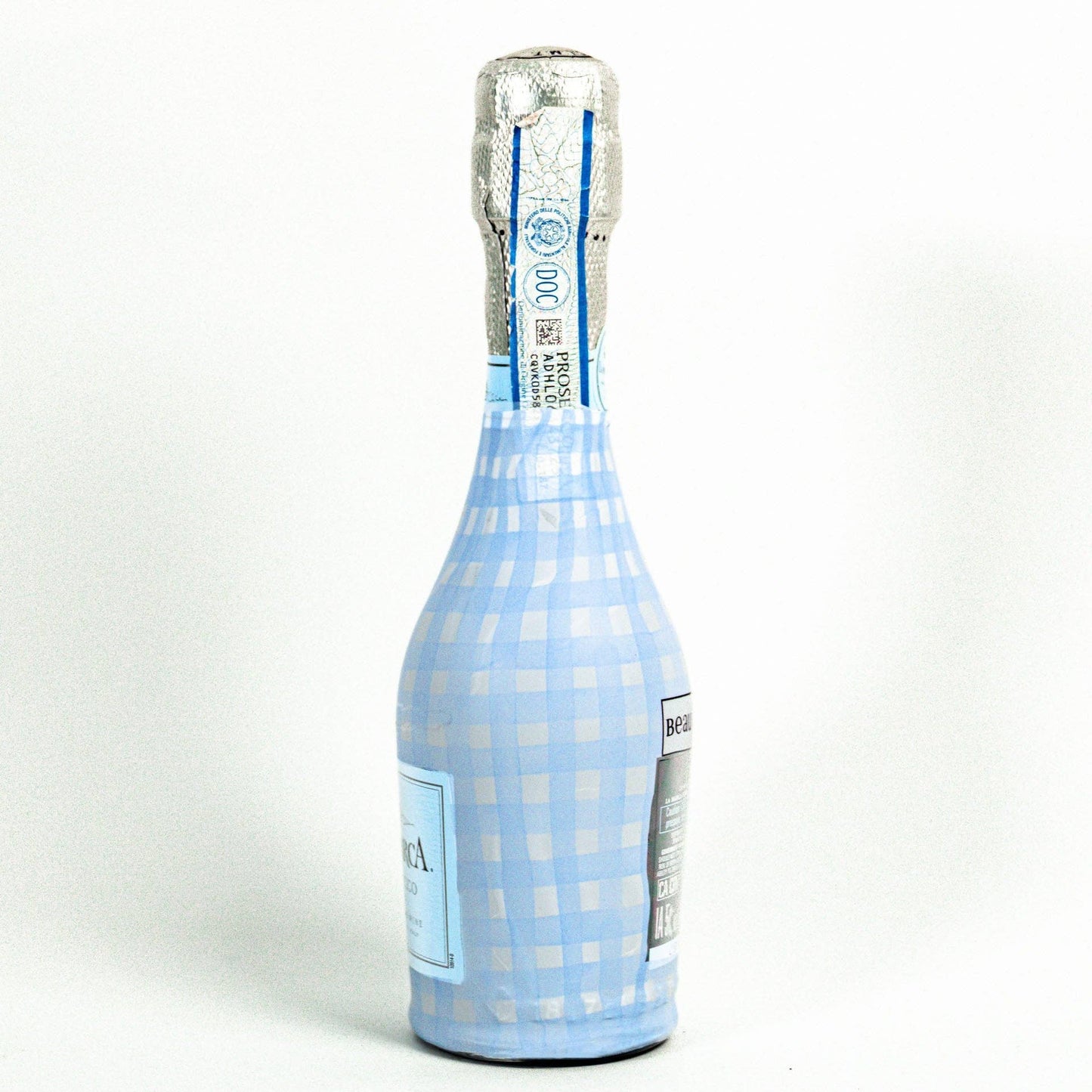 Beau Bottles Powder Blue Picnic Gingham - MINI Prosecco Collection - Set of Six Wraps