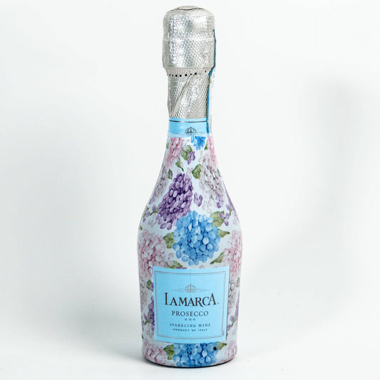 Beau Bottles Blue and Blush Hydrangeas- MINI Prosecco Collection - Set of Six Wraps