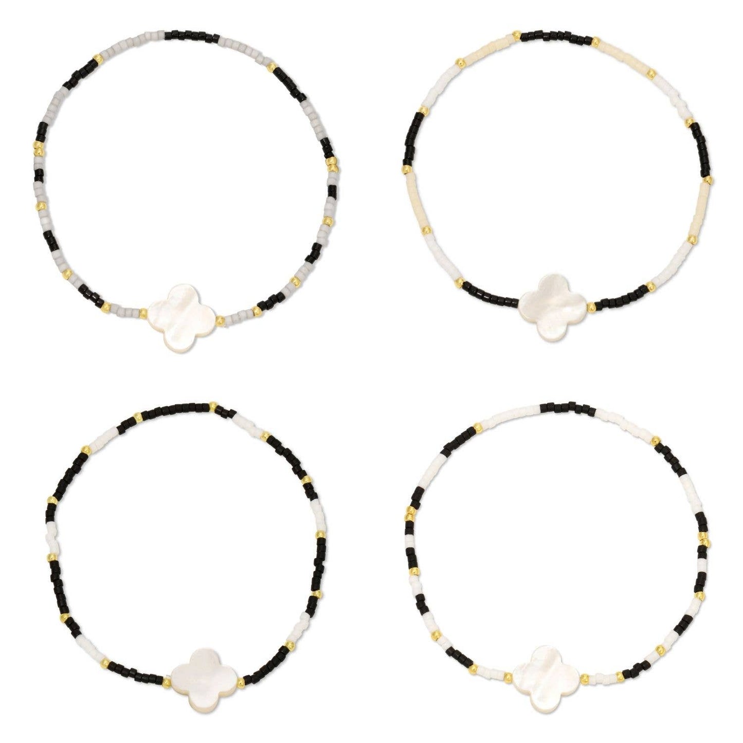 Miyuki Delica Stretch Bracelet w/ Quatrefoil Accent